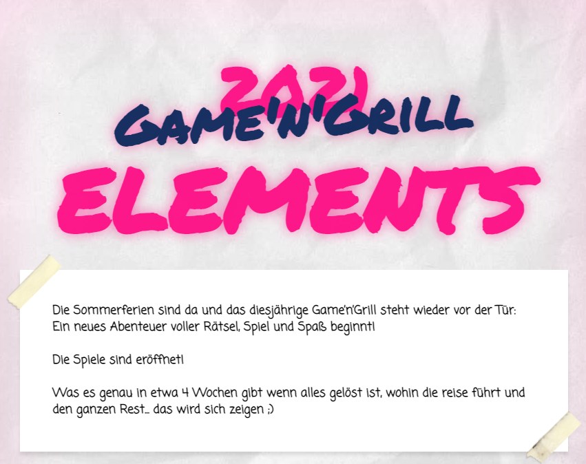 Game’n’Grill 2021 – 💦🔥 ELEMENTS 🌎🌪